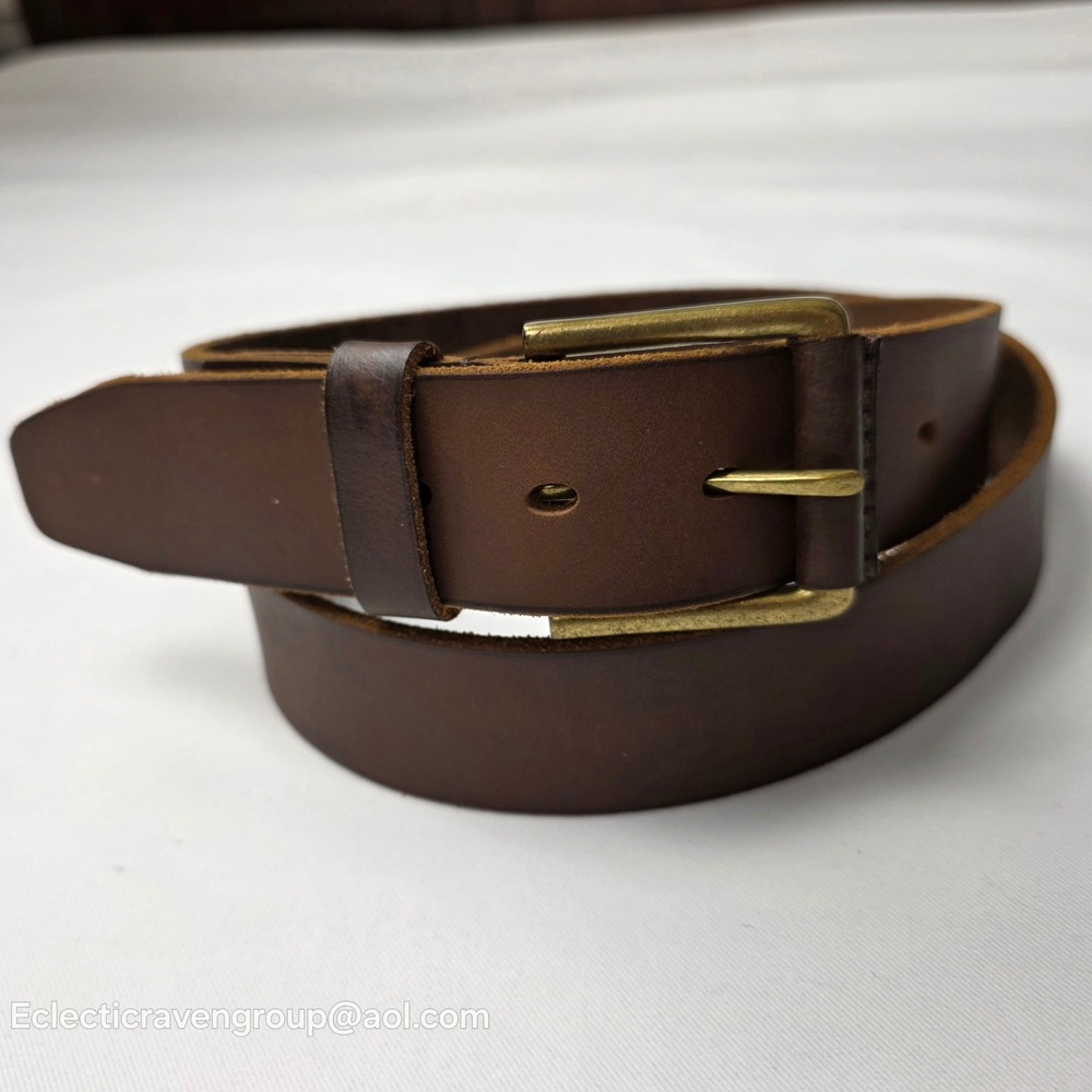 Timberland Mens 40 Genuine Leather Belt Dark Brown Brass Buckle Rugged Classic